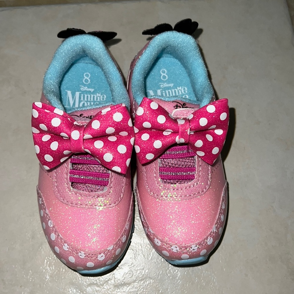 Minnie Mouse Minnie Jogger Sneaker/ Pink sparkles with bows/ Size 8 toddler girl